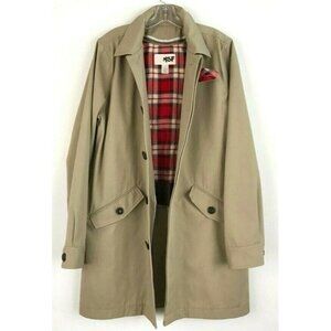 NSF Mens Medium Tan Button Up Coat Removable Plaid Lining Jacket